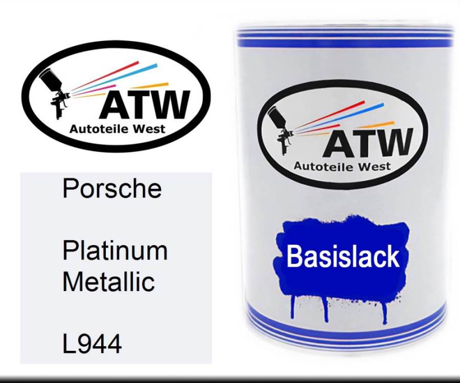 Porsche, Platinum Metallic, L944: 500ml Lackdose, von ATW Autoteile West.